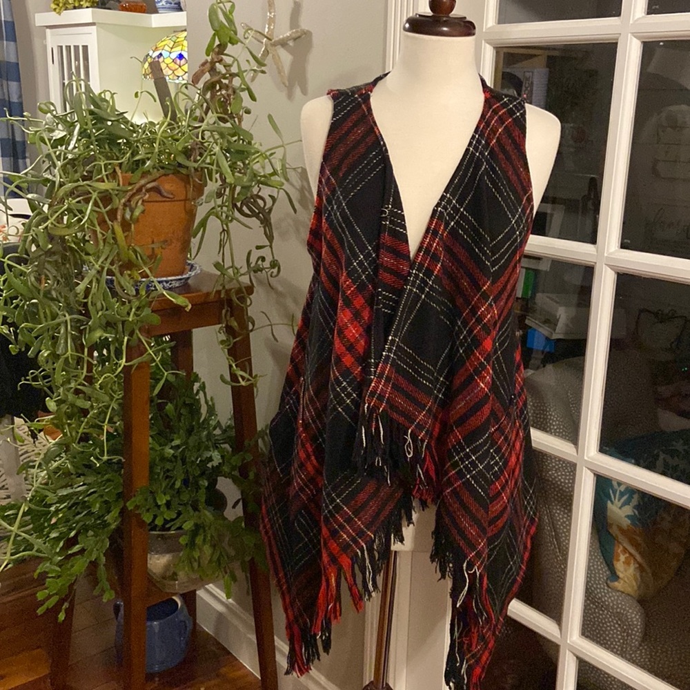 Plaid Red and Black Women's Vest